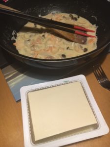 クリームパスタ（今日の豆腐）